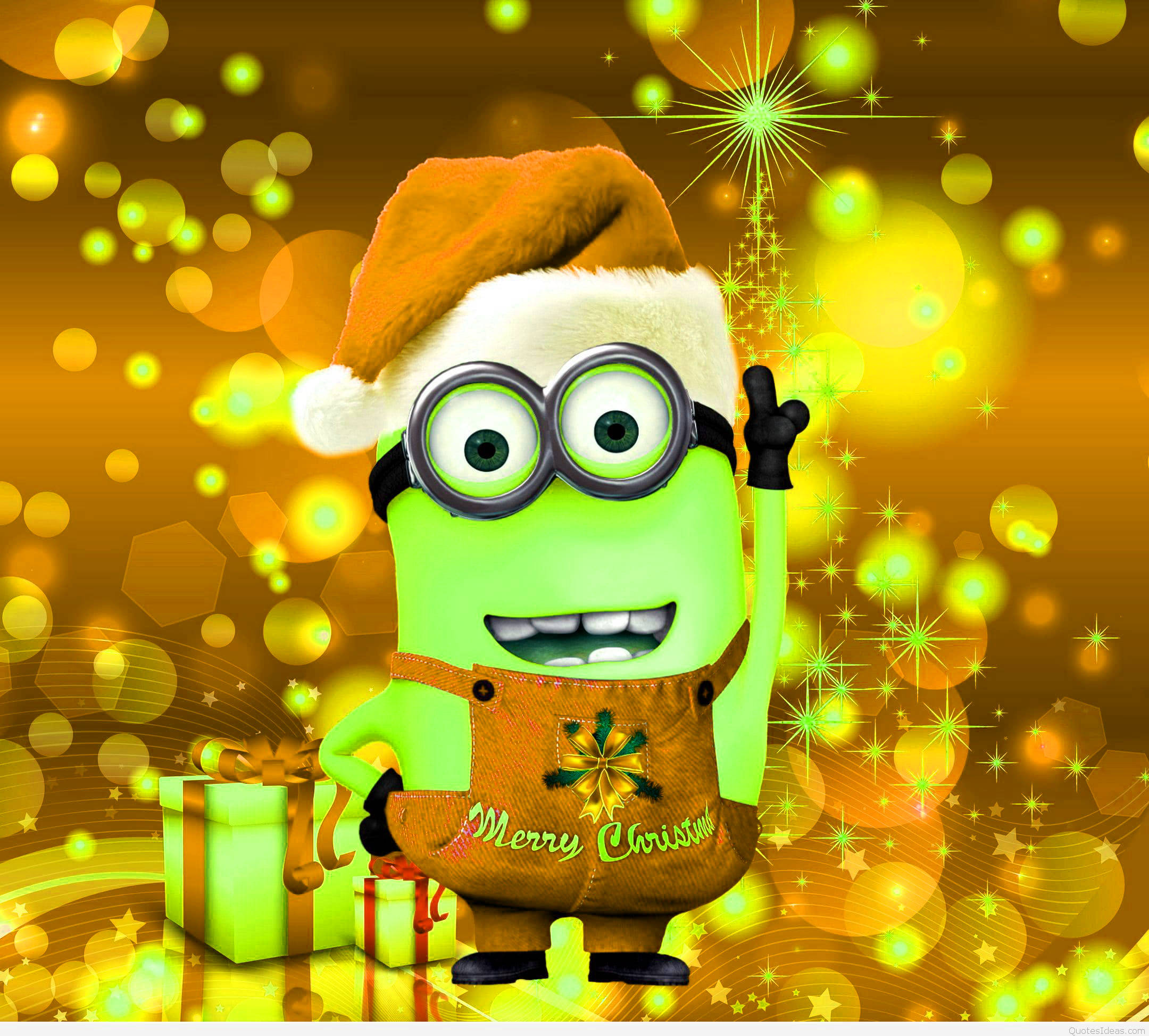 Preppy Groen Minion Kersfees Muurpapier
