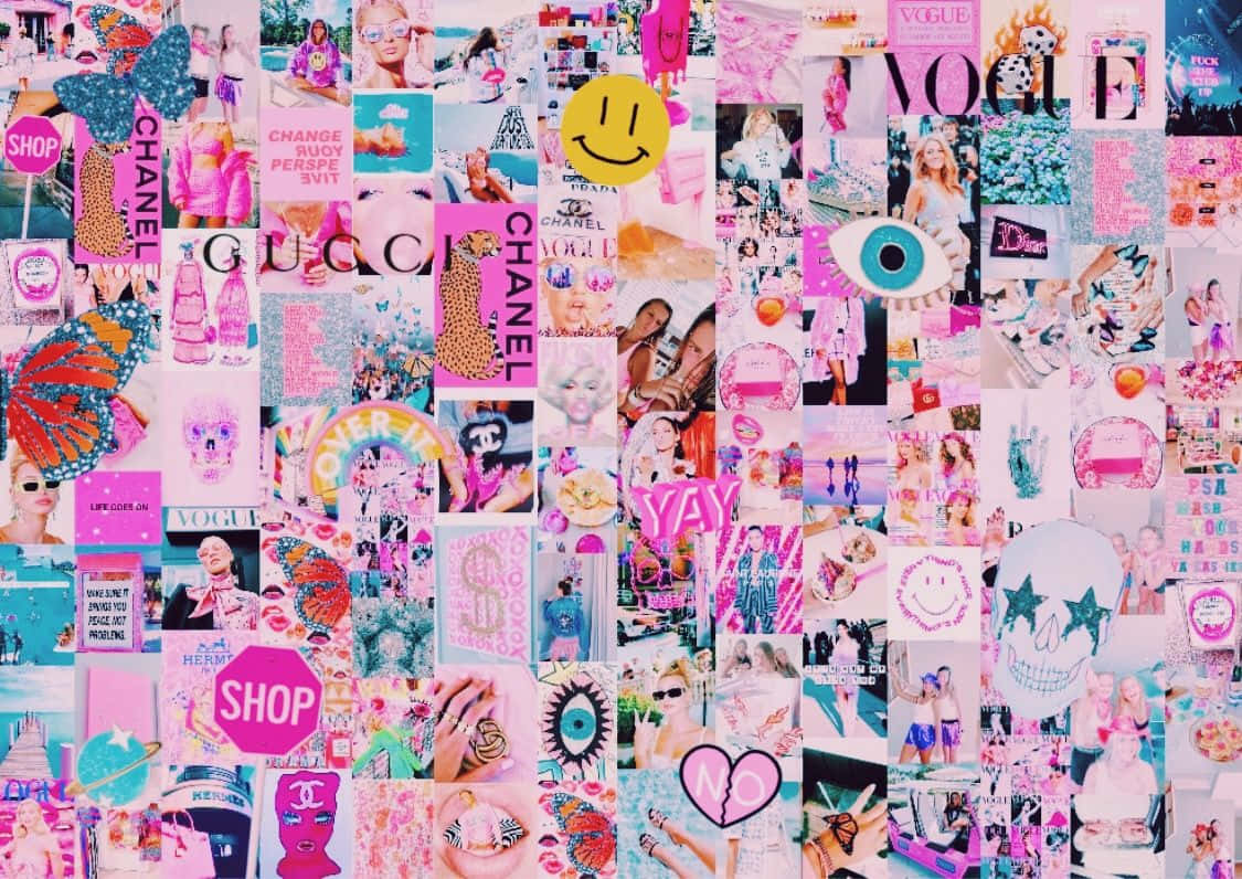 Preppy Intense Collage-rekenaar Muurpapier