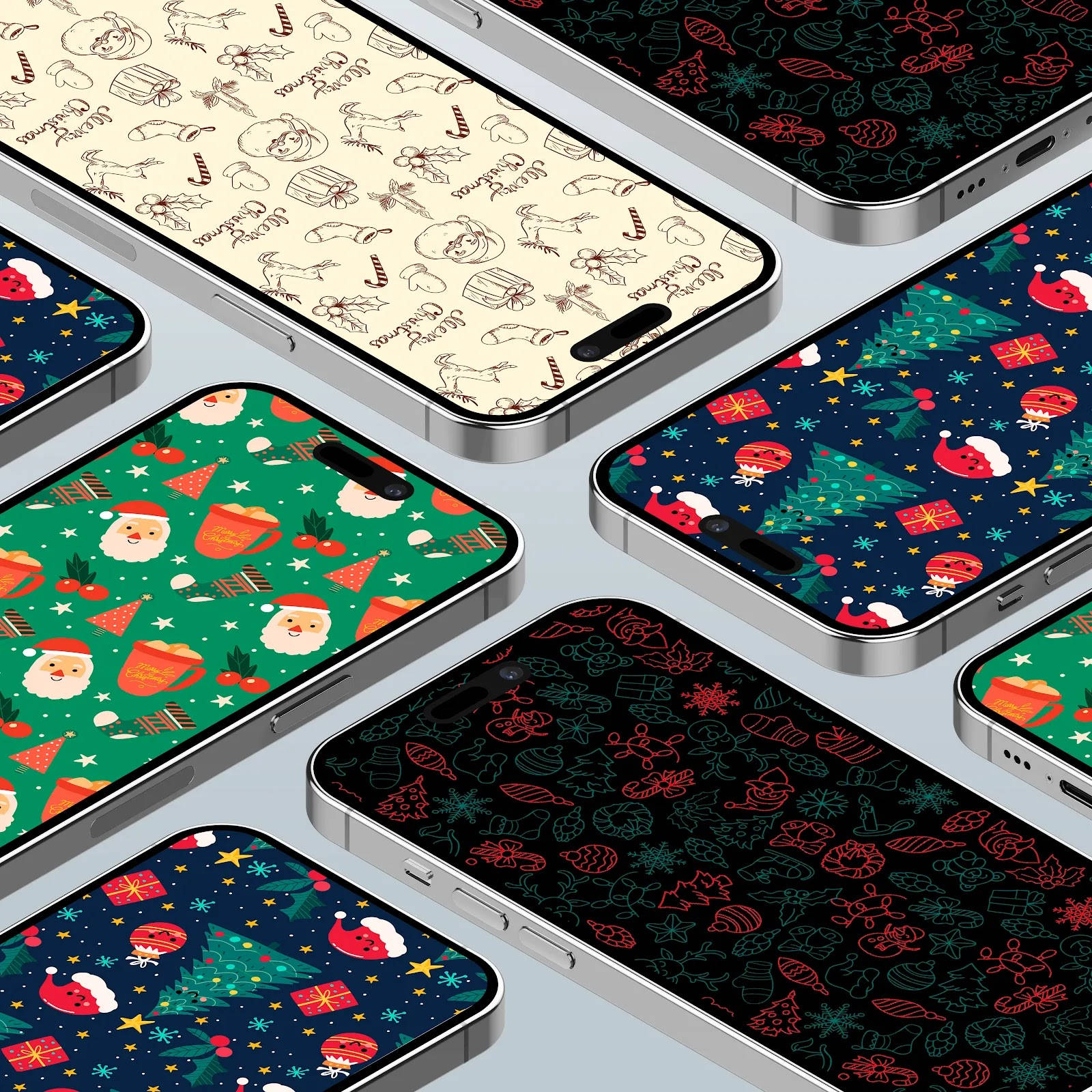 Preppy Kersfees iPhone Skerm Muurpapier