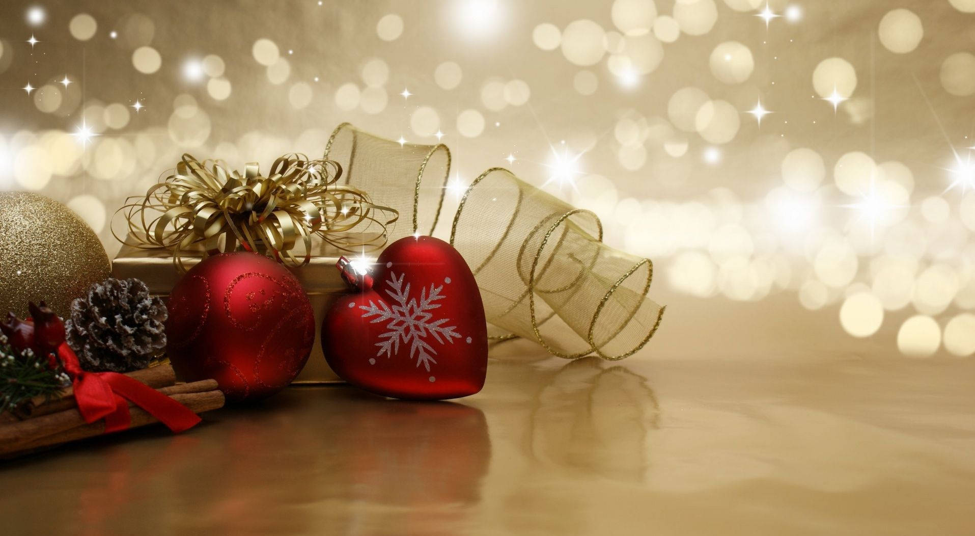 Preppy Kersfees Hart Ornament Muurpapier