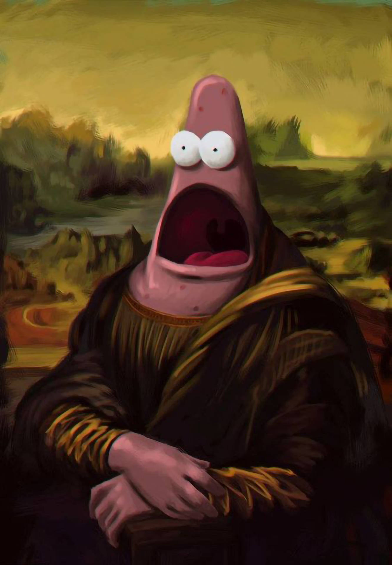 Pret Aestetiese Mona Lisa Patrick Muurpapier