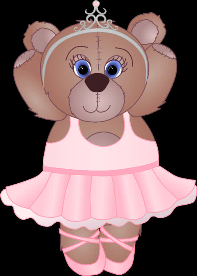 Prinses Ballerina Teddiebeer Muurpapier