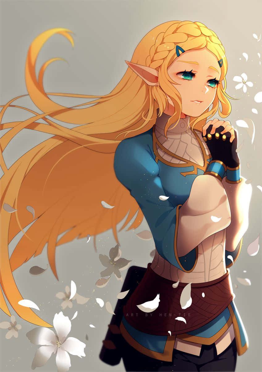 Prinses Zelda Botw Fanart Tekening Blomme Muurpapier