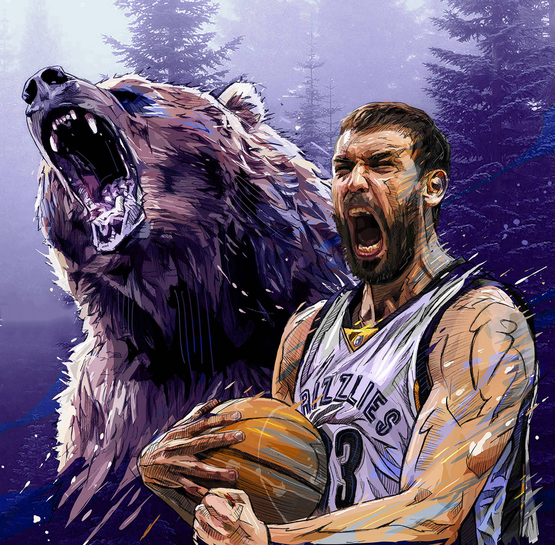 Professionele Basketbalspeler Marc Gasol in Aksie Muurpapier
