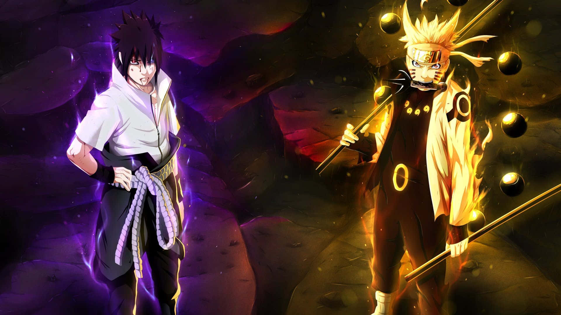 PS4 Naruto Sasuke Uchiha en Naruto Uzumaki Muurpapier