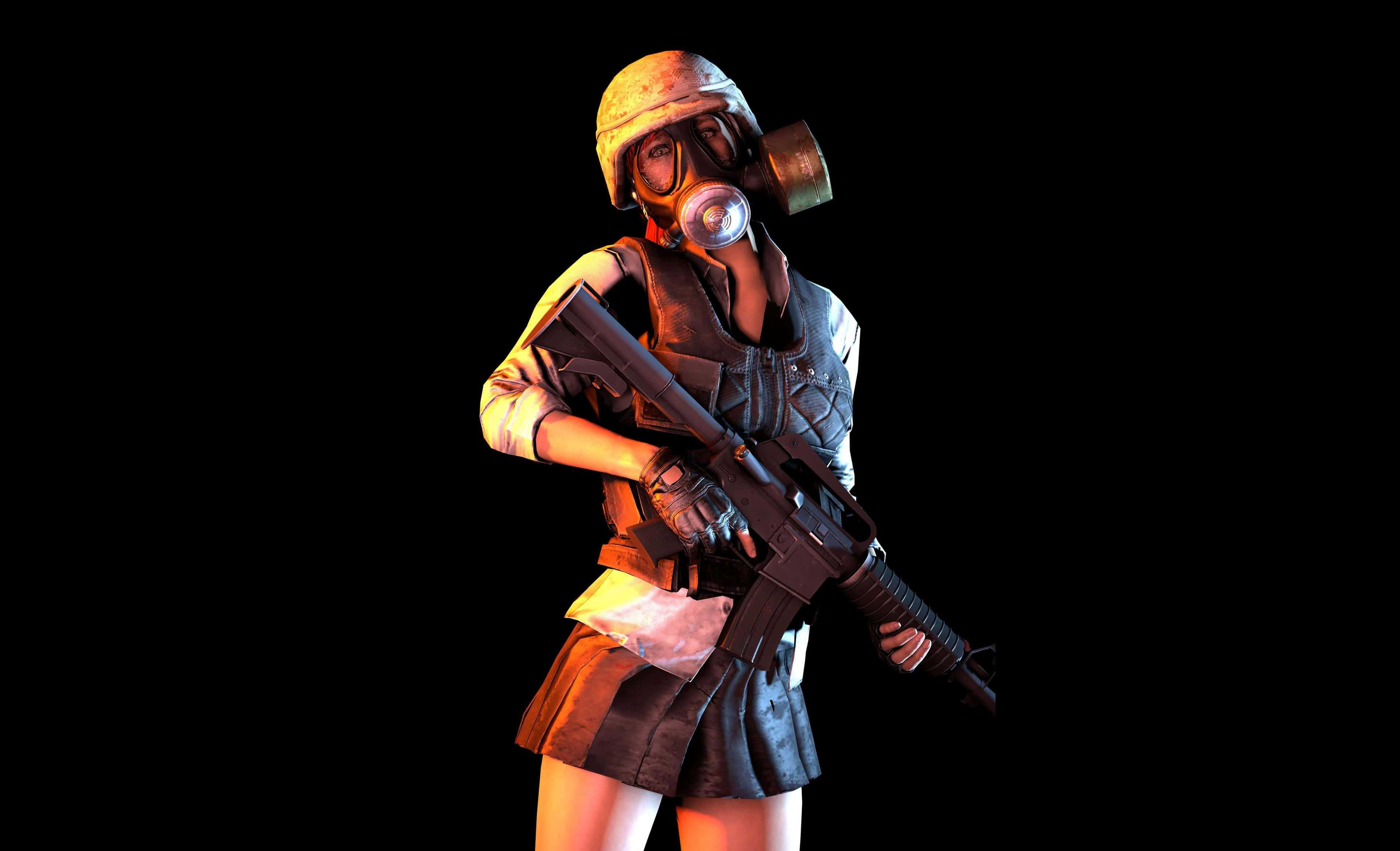 PUBG-meisie-karakter met gasmasker Muurpapier