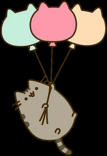 Pusheen Ballonvlug Muurpapier