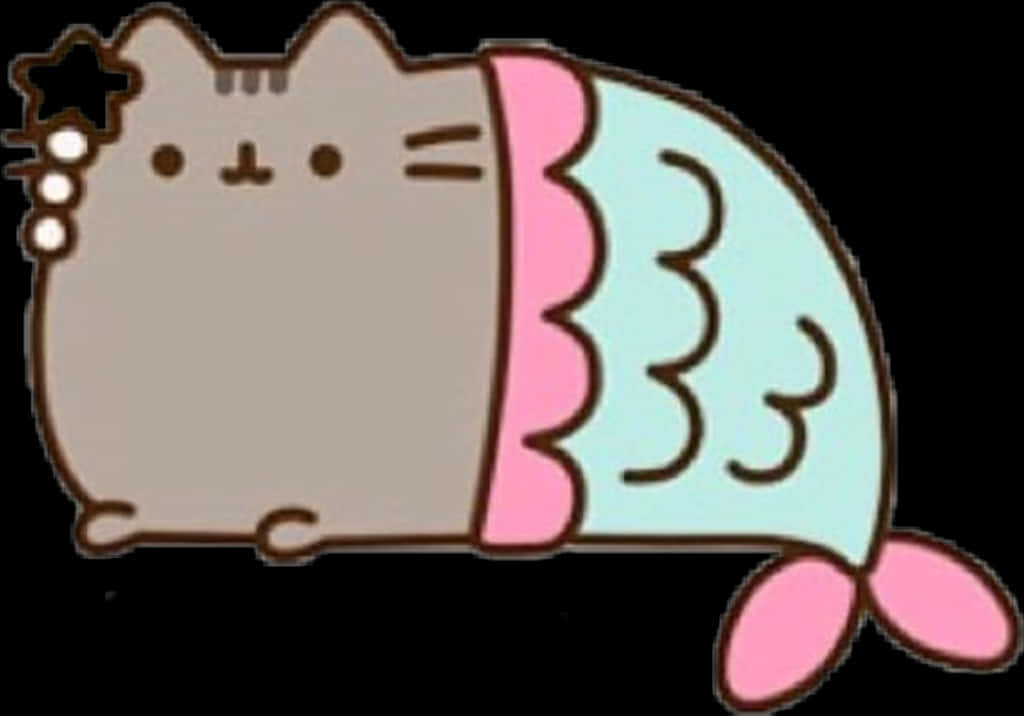 Pusheen Meermin Strokiesprent Muurpapier
