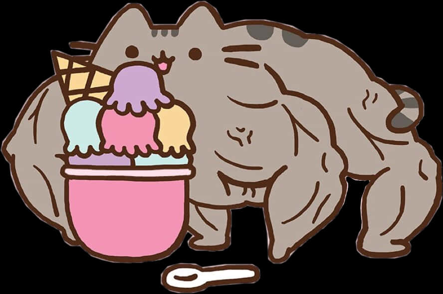 Pusheen_met_ Roomys Muurpapier
