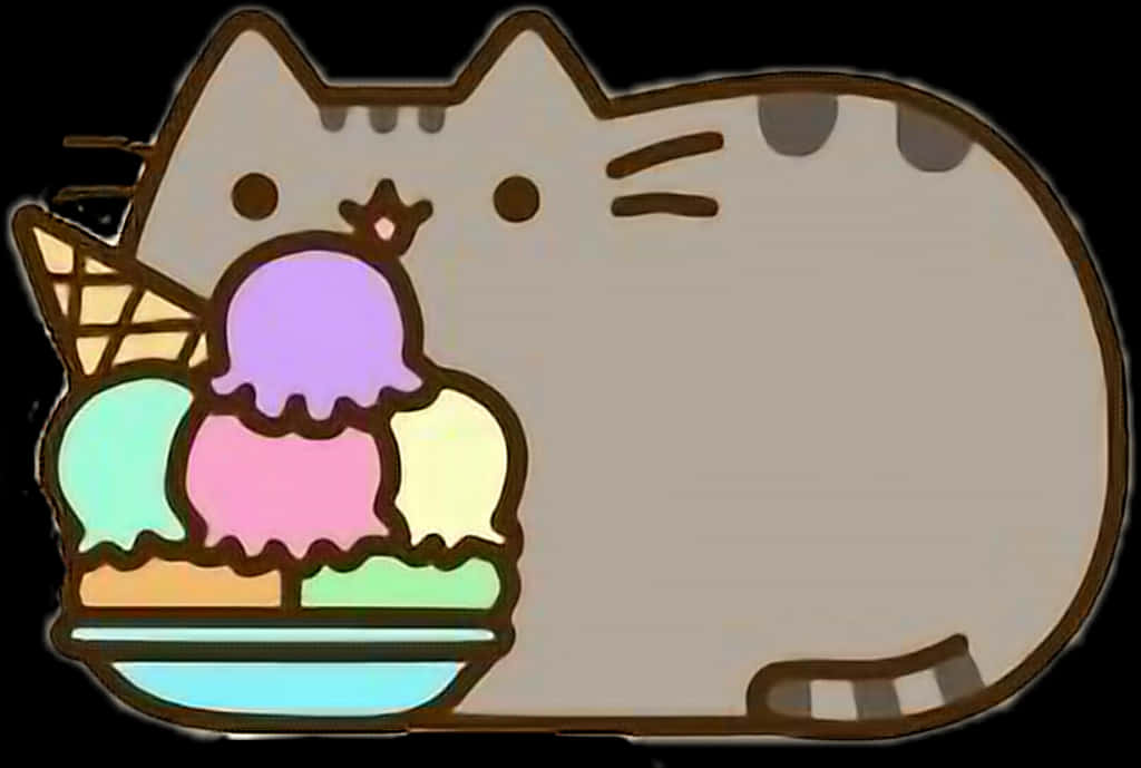 Pusheen met Roomys Muurpapier