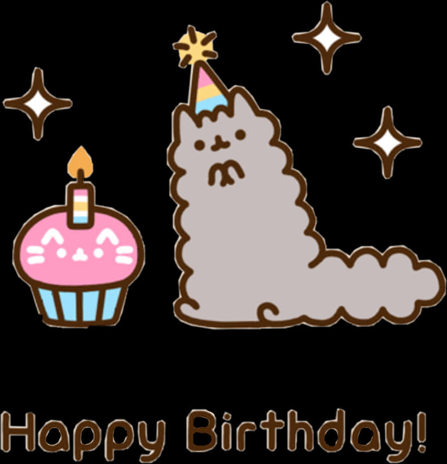 Pusheen_ Verjaardag_ Viering Muurpapier