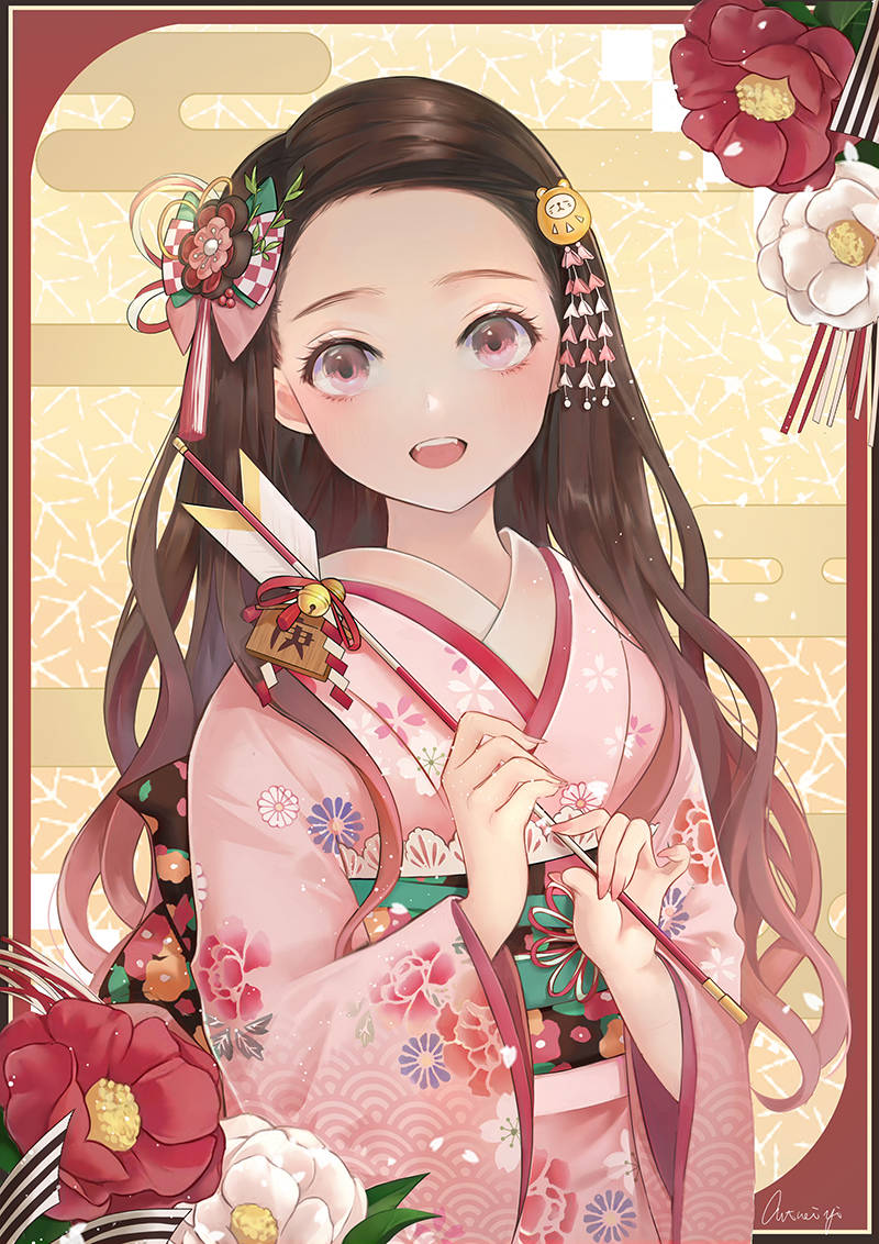 Pyl Duiwelmoordenaar Nezuko Muurpapier