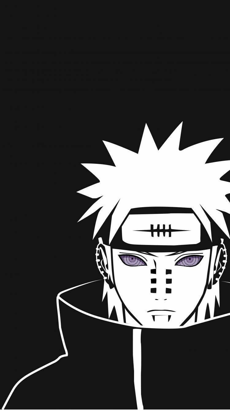 Pyn Naruto Anime Swart en Wit iPhone Muurpapier