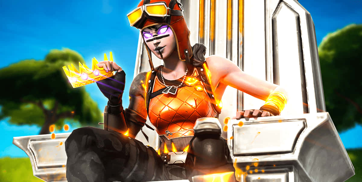 Queen Blaze Fortnite Wat Op 'n Troon Sit Muurpapier