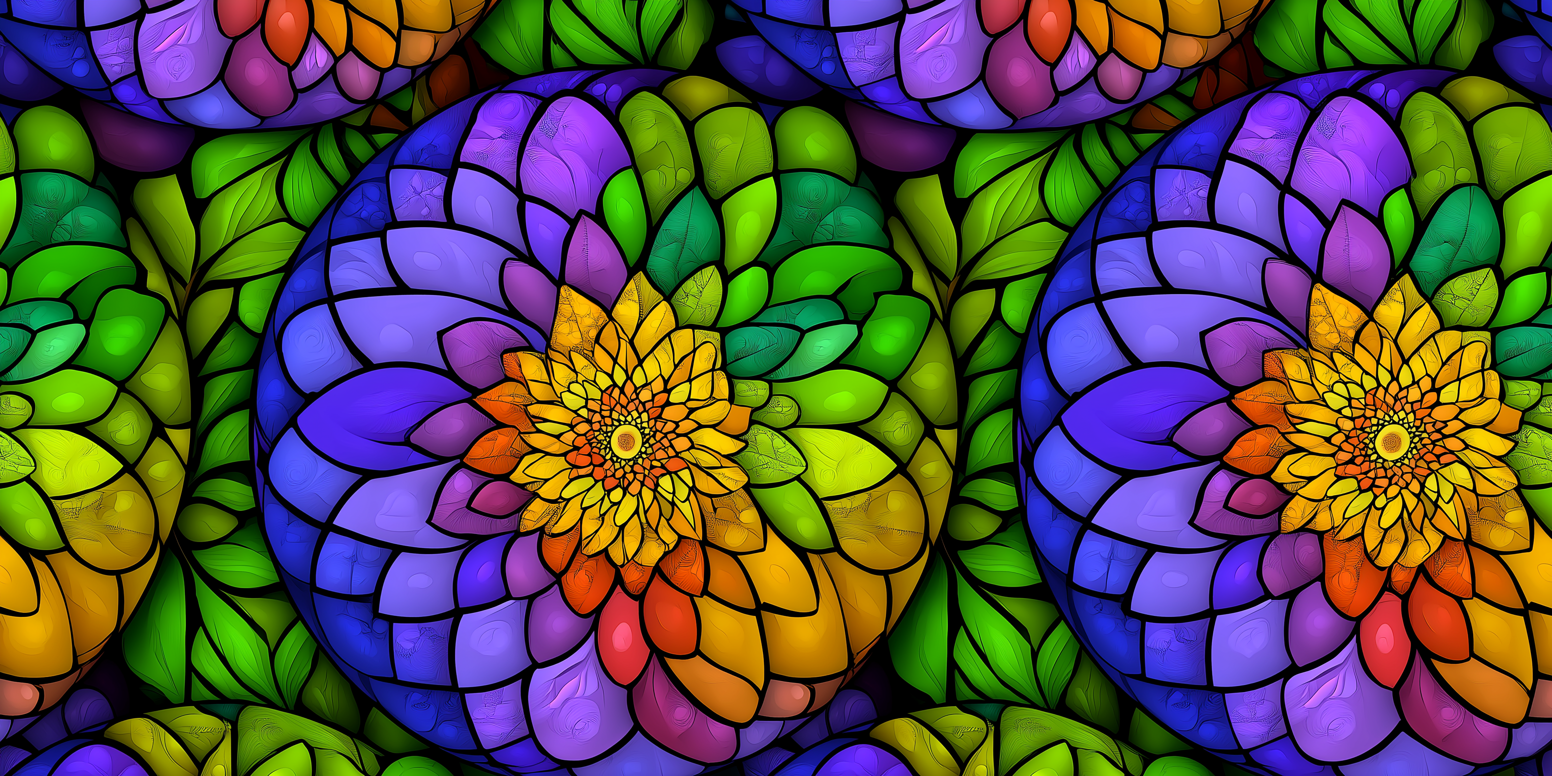 Radiante Geometriese Kaleidoskoop Muurpapier
