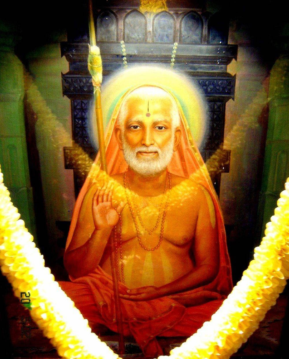 Raghavendra Oranje-estetiese Skildery Muurpapier