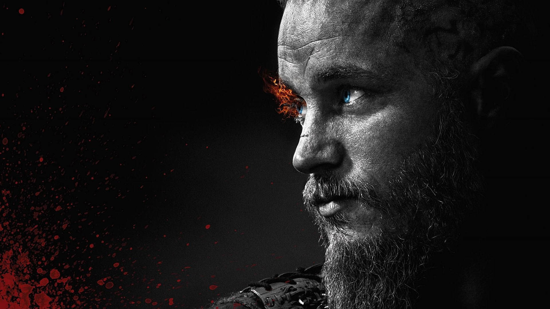 Ragnar Lothbrok 4K Vikings Vurige Wimper Swart en Wit