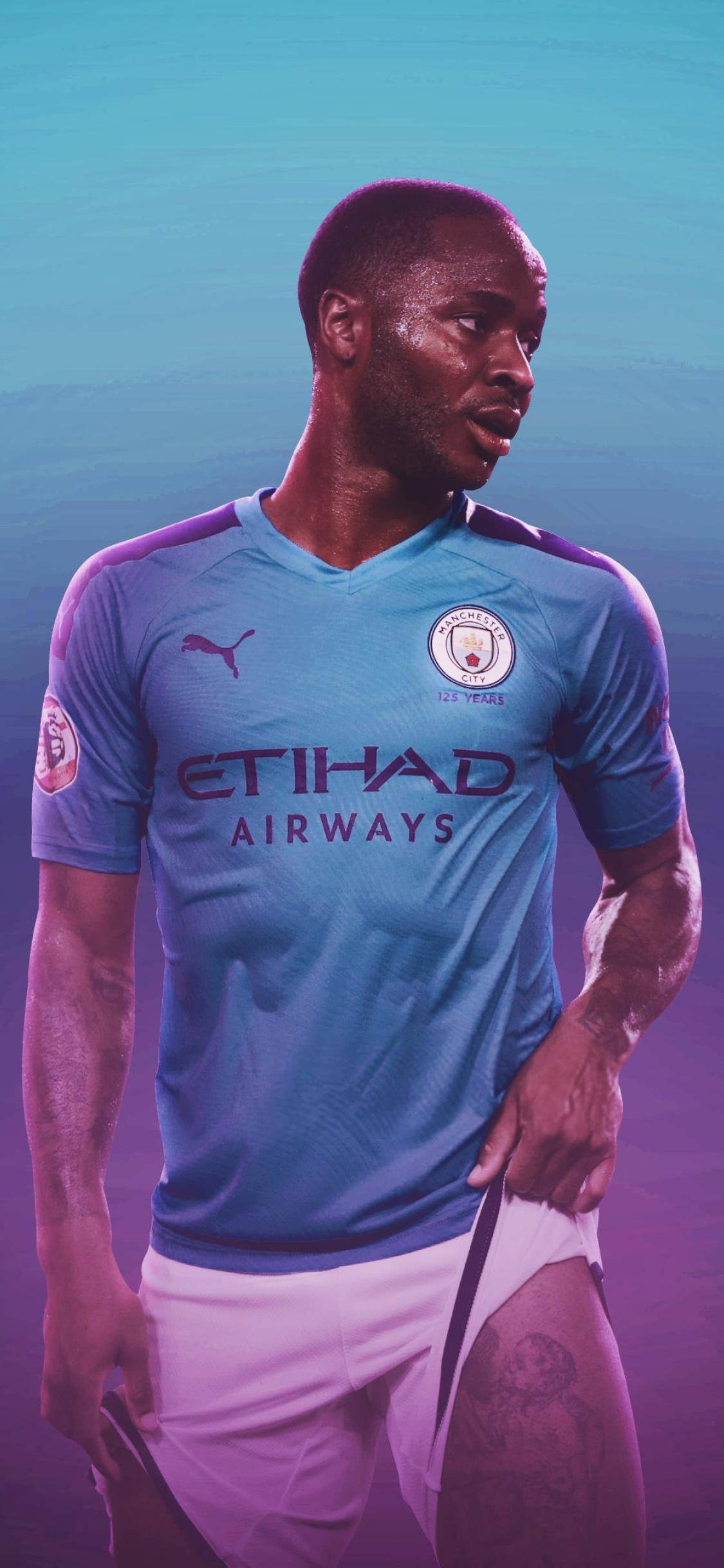 Raheem Sterling in Graadkleure Muurpapier