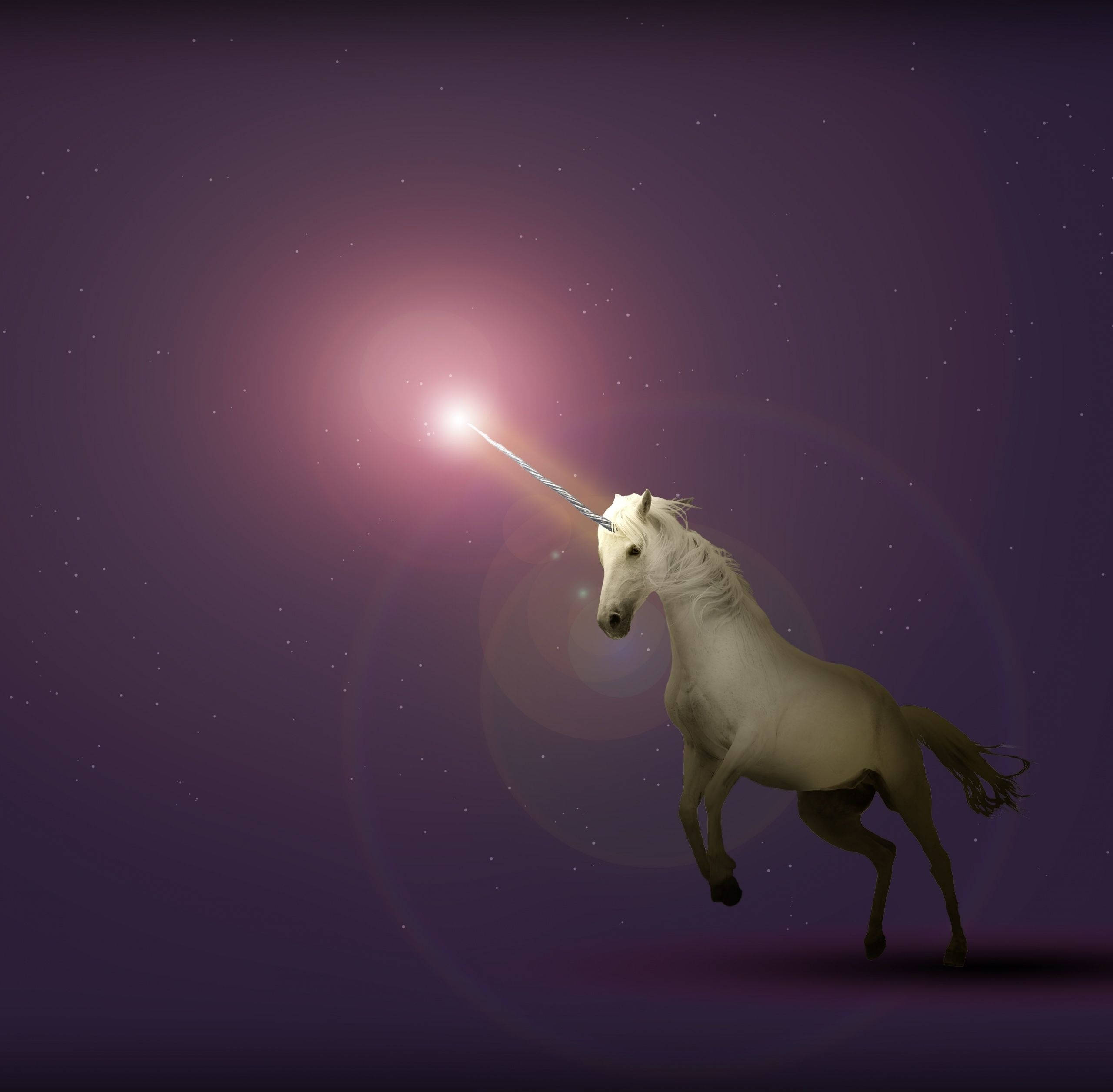 Realistiese Illustrasie Wit Galaxy Eenhoorn Muurpapier