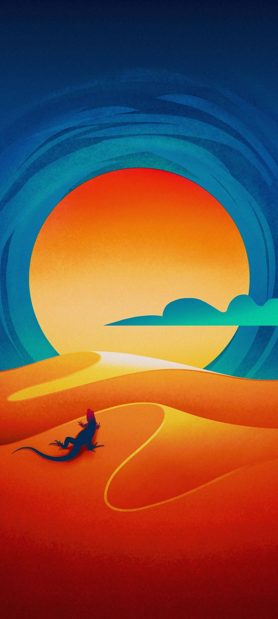 Realme 7 Woestyn Sonsondergang Illustrasie Muurpapier
