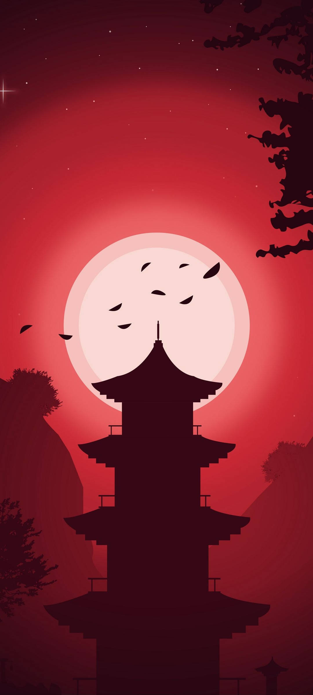 Redmi Note 10 Pagoda Silhoeët Muurpapier