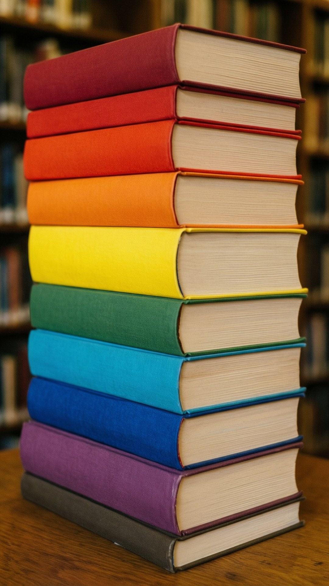 Reënboog Boek Stapel Muurpapier