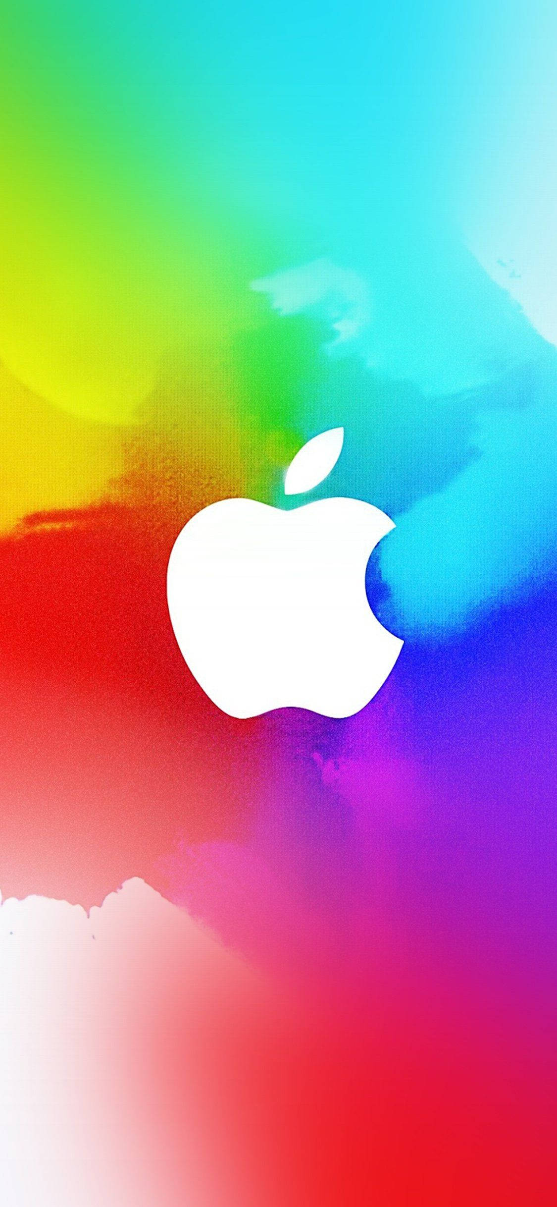 Reënboog Wit Apple Logo iPhone Muurpapier
