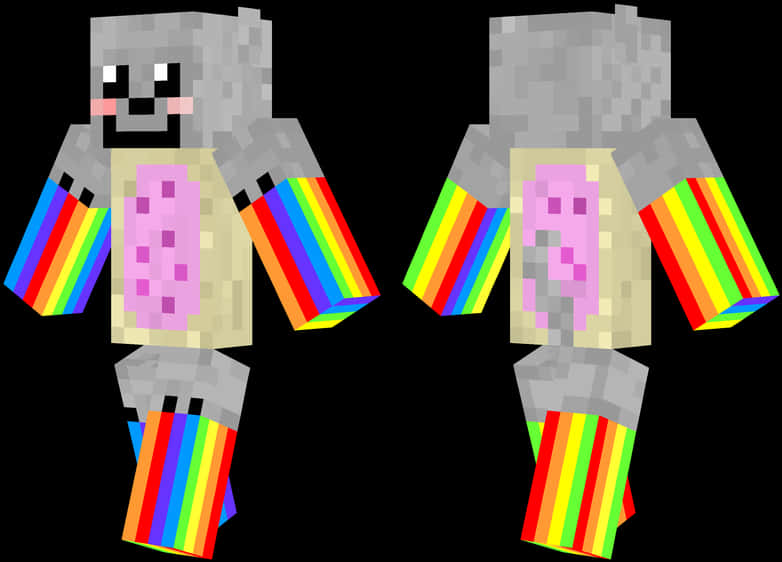 Reënbooggewapende Minecraft Vel Muurpapier