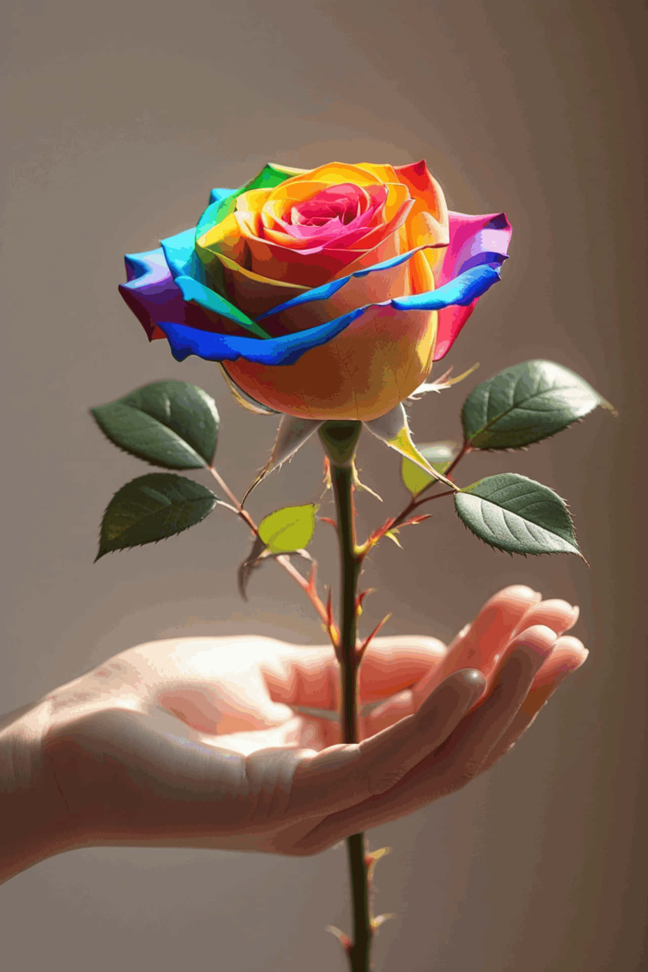 liefde,reënboog,lgbtq,trots,geestelik,roos,valentyn,hand,blom