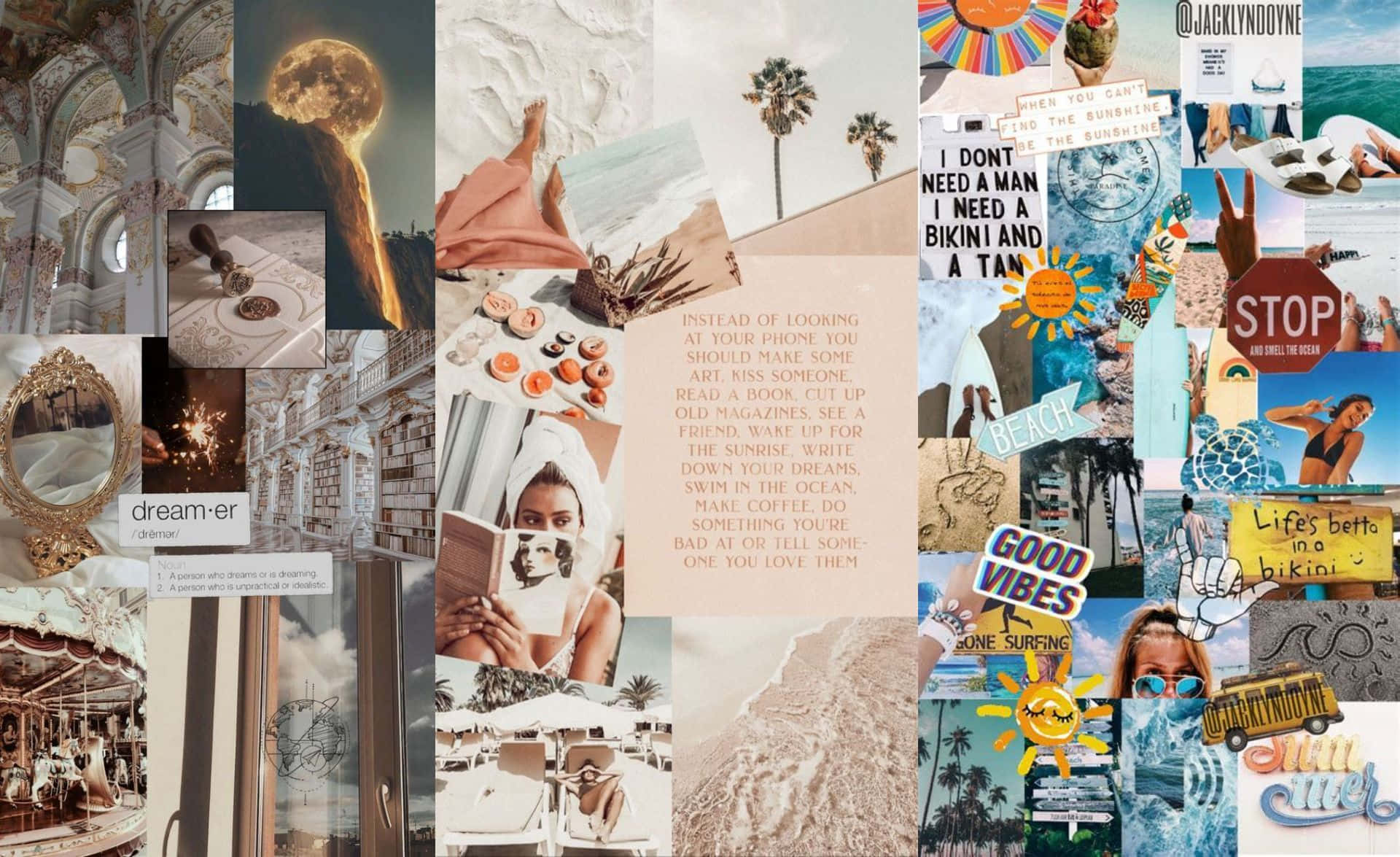Reis Collage Estetiese Agtergrond Muurpapier