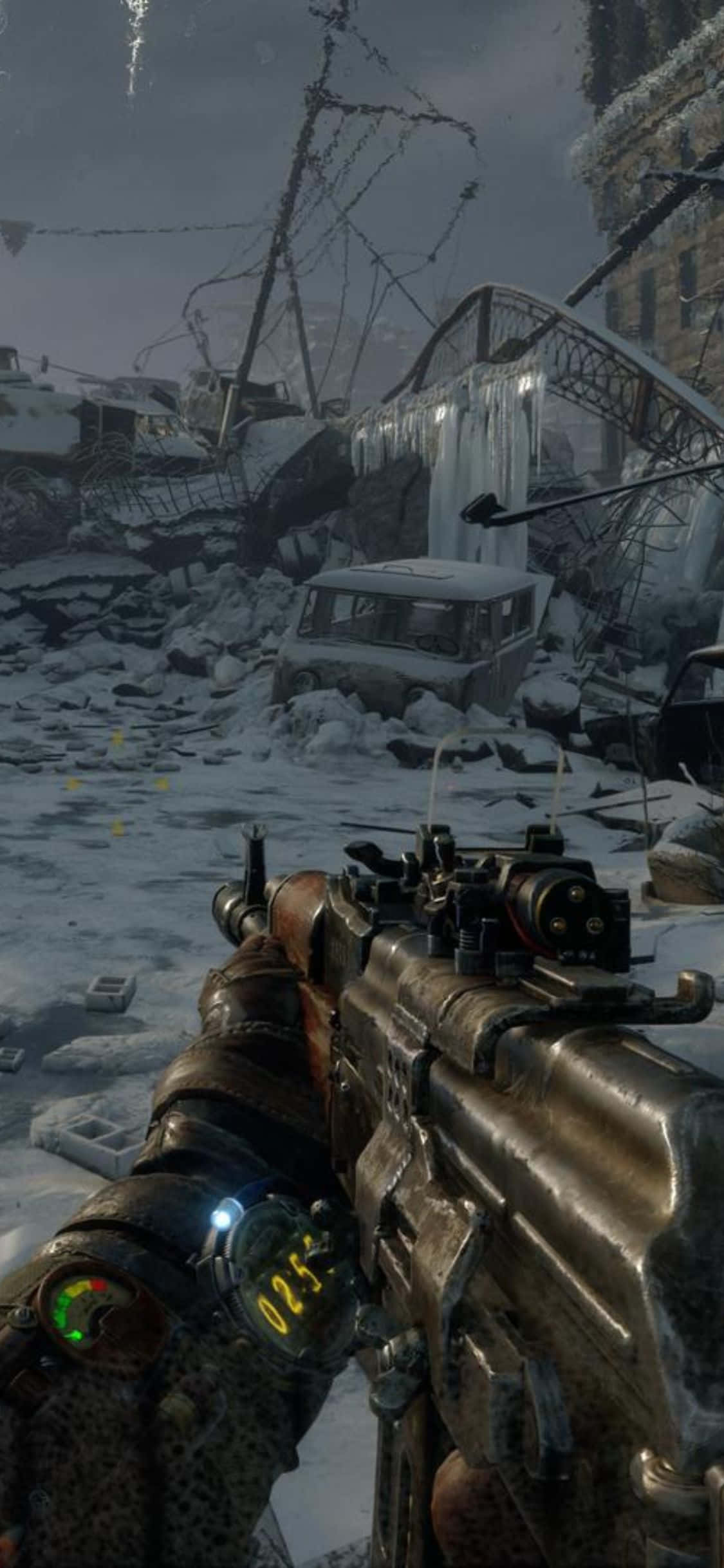 Reis na die dieptes met iPhone X en Metro Exodus Muurpapier