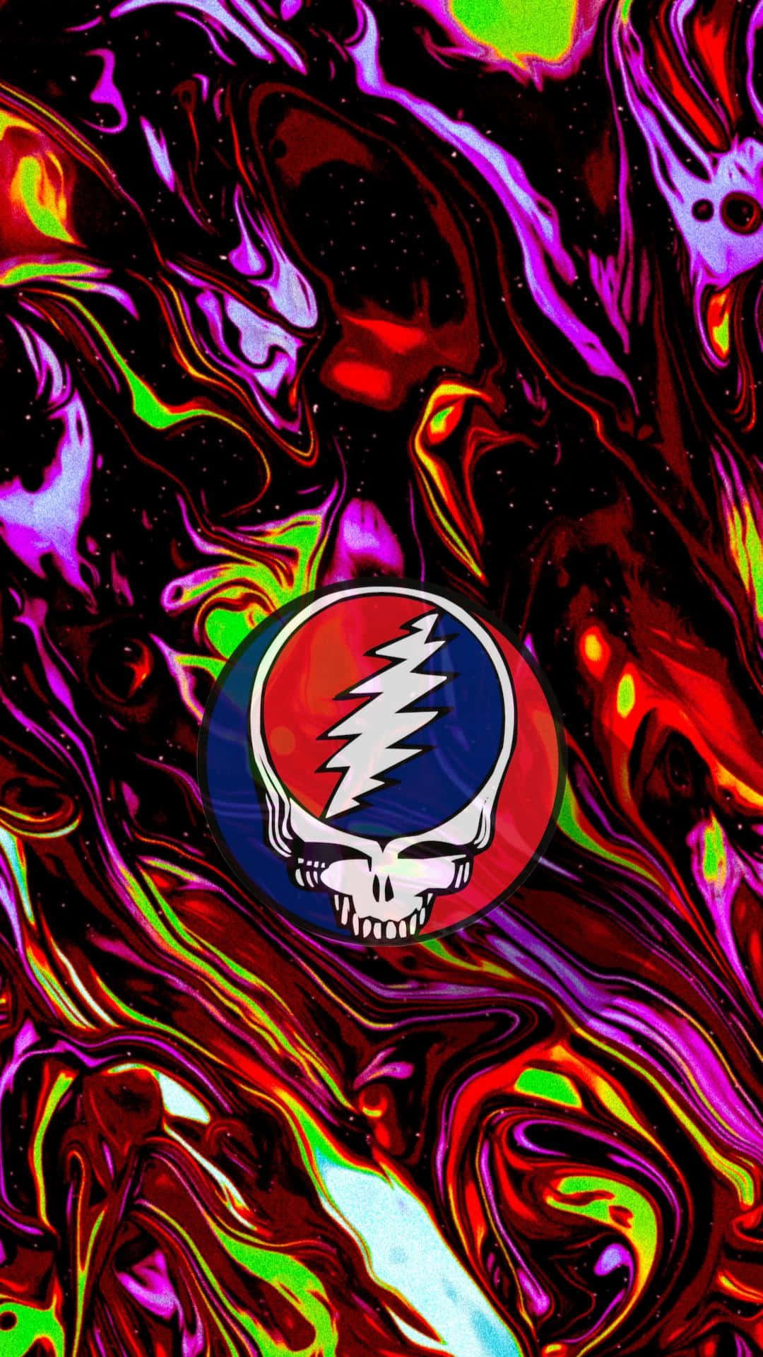 Rekbare Liggende Vel En Skull Logo Van Grateful Dead iPhone Muurpapier