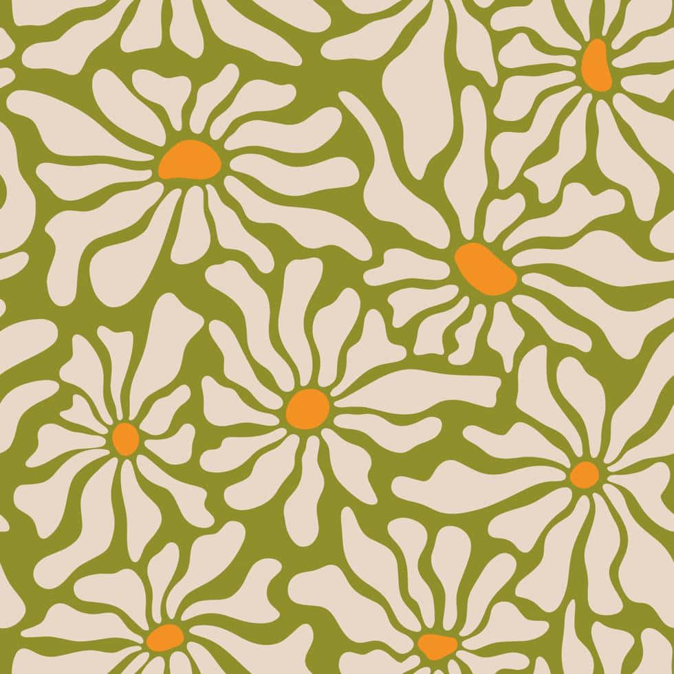 Retro Madeliefies Blom Estetiek 70's Agtergrond Muurpapier