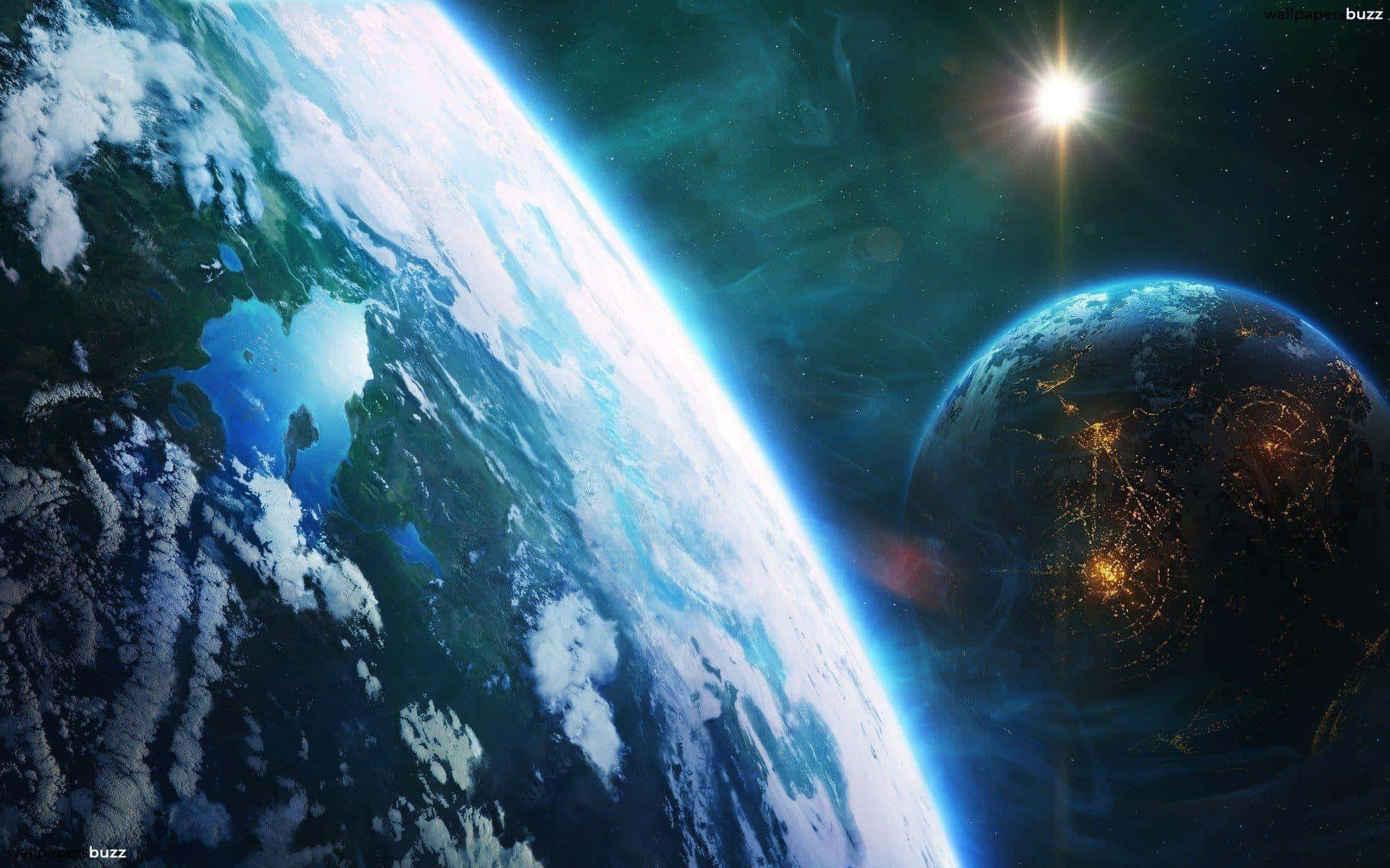 Reuseplanete in die buitenste ruimte Muurpapier