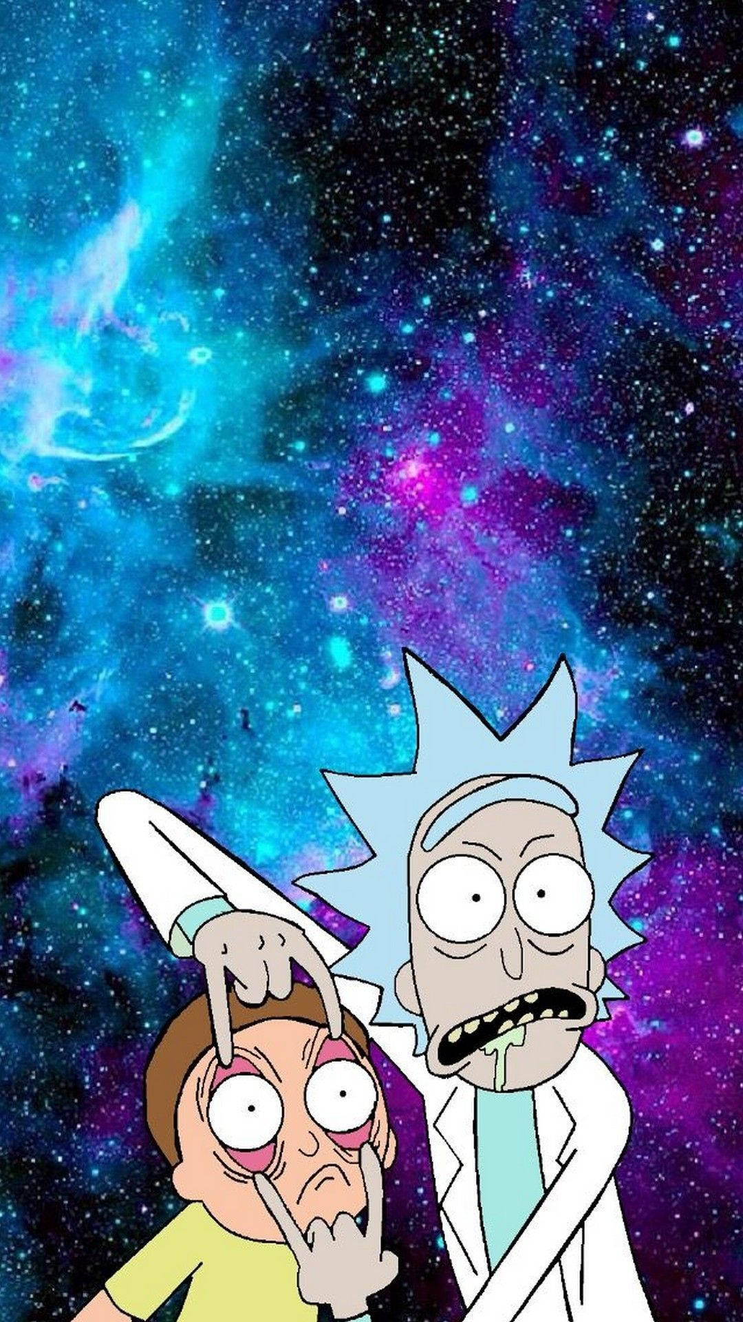 Rick en Morty Foon Pers Galakties Muurpapier