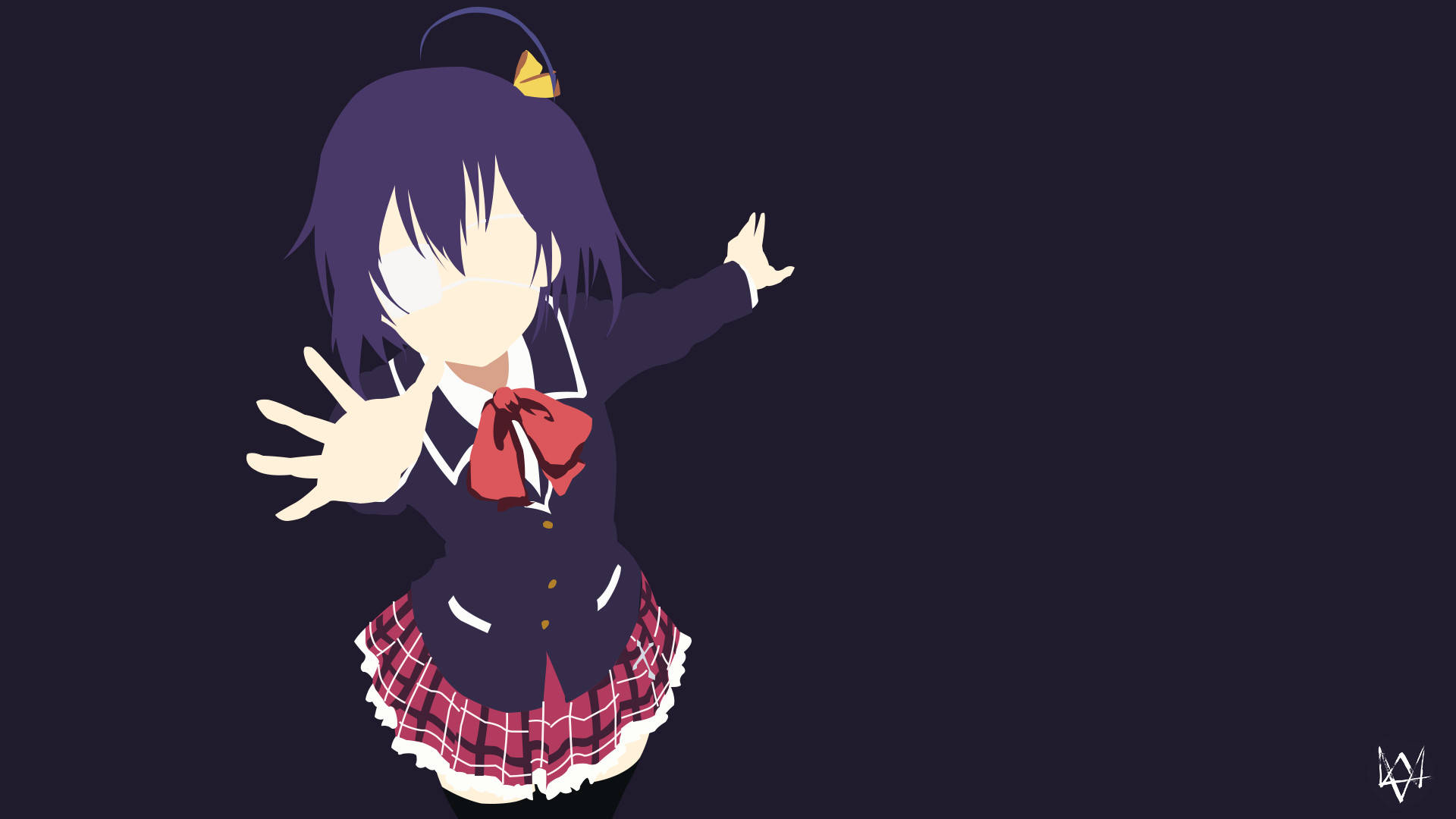 Rikka Chunibyo Minimalistiese Anime Muurpapier