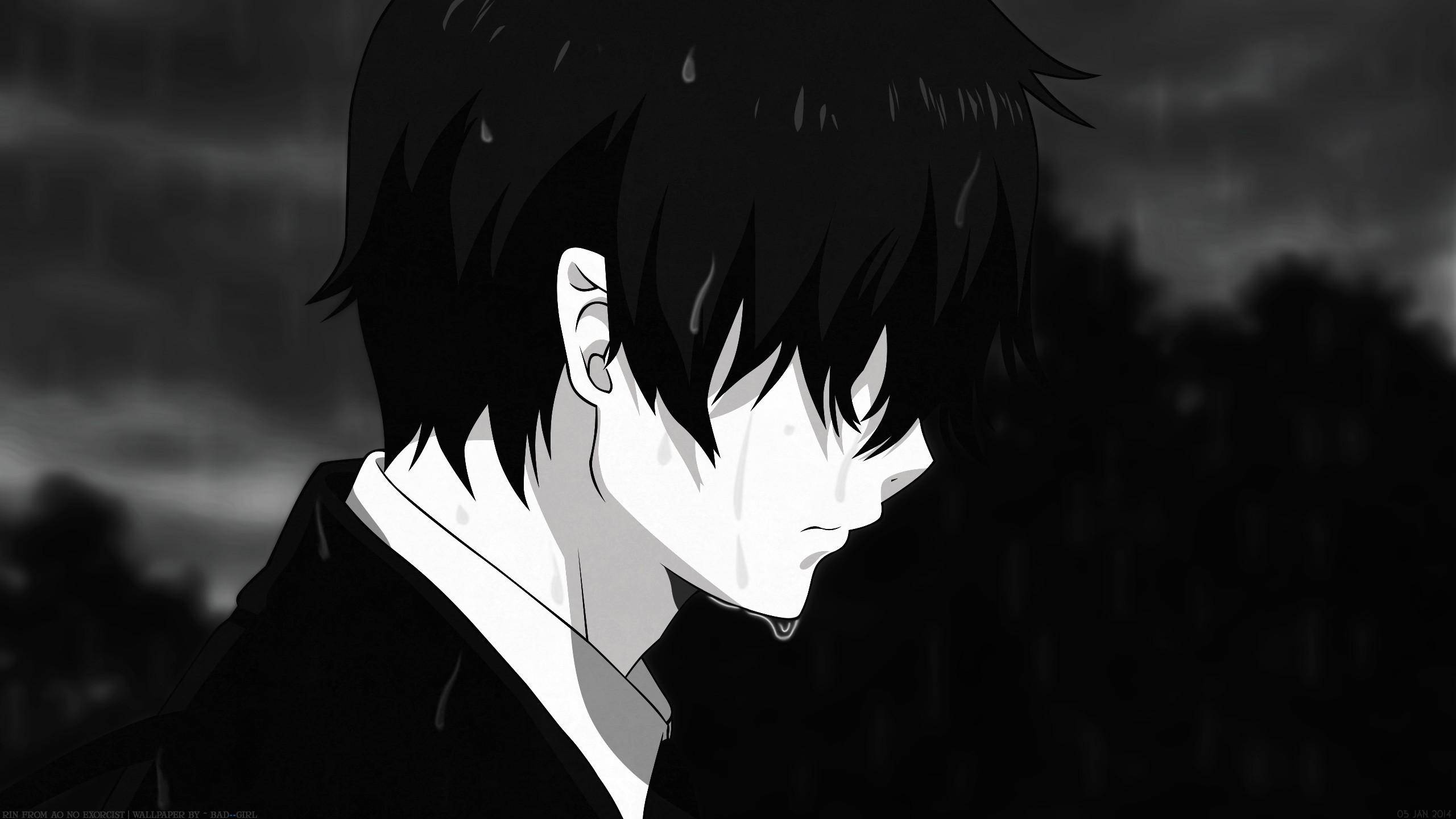 Rin Okumura Swart Anime Muurpapier