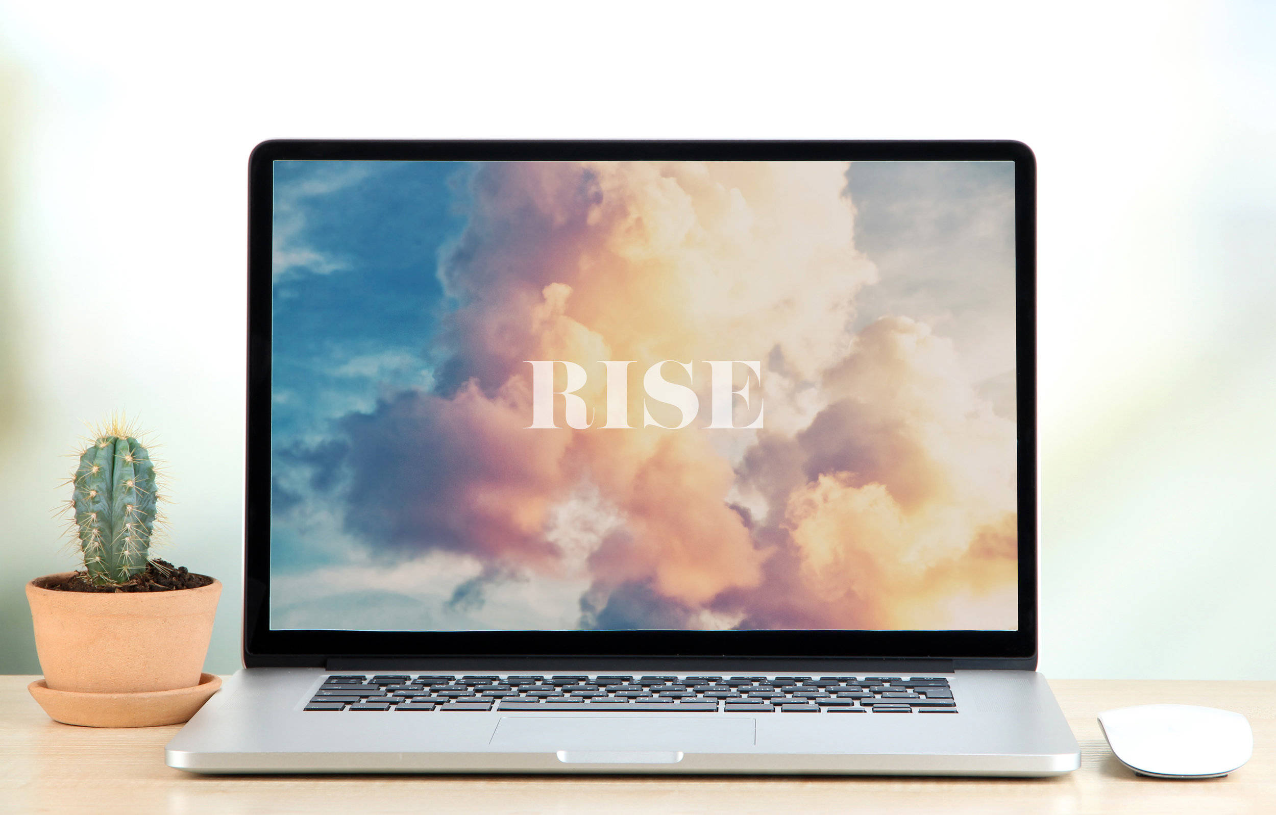 Rise Estetiese Wolke Kantoor Skootrekenaar Muurpapier
