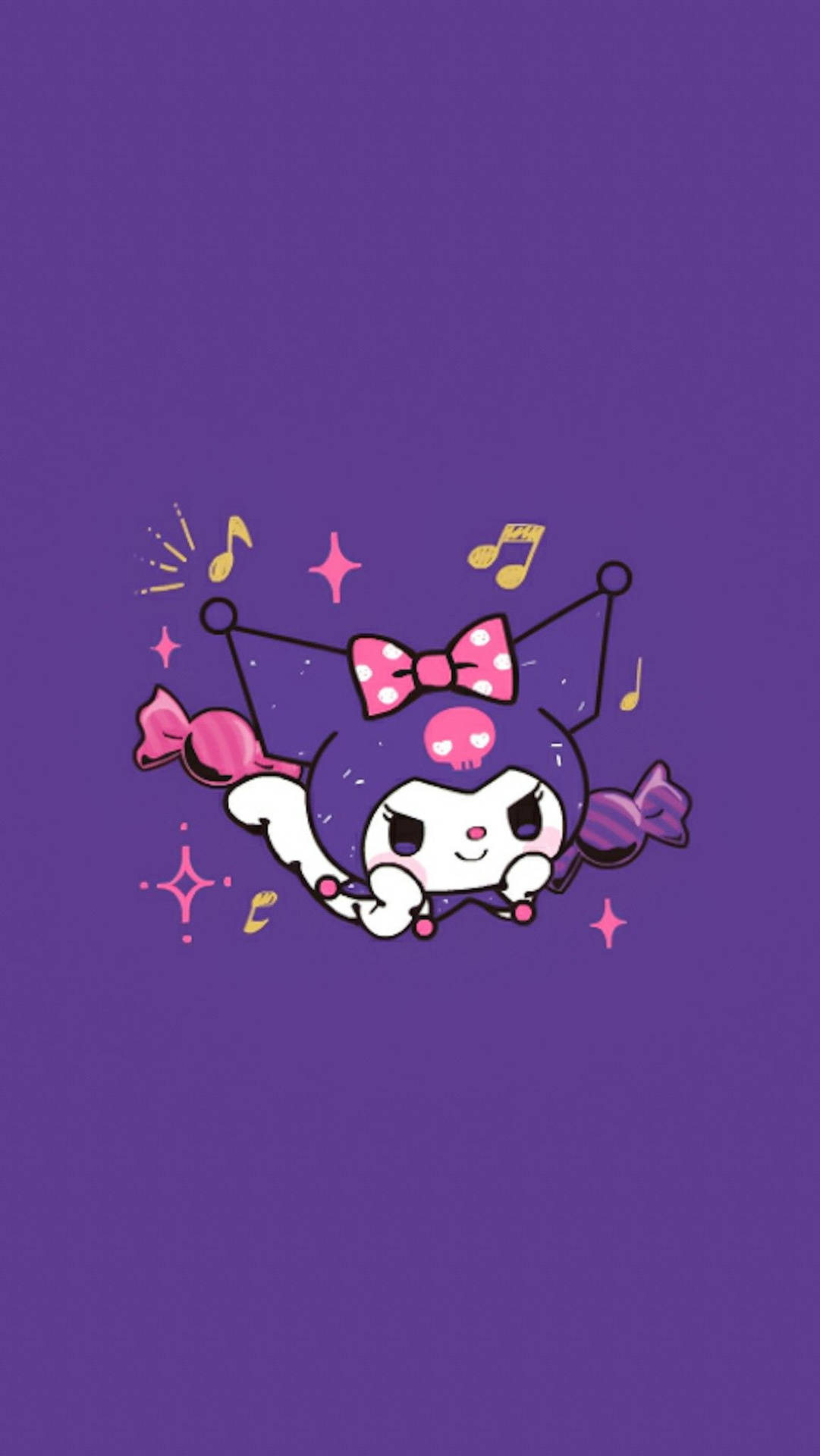 My Melody Kuromi op Diep Violet Agtergrond — Sanrio GIF Muurpapier