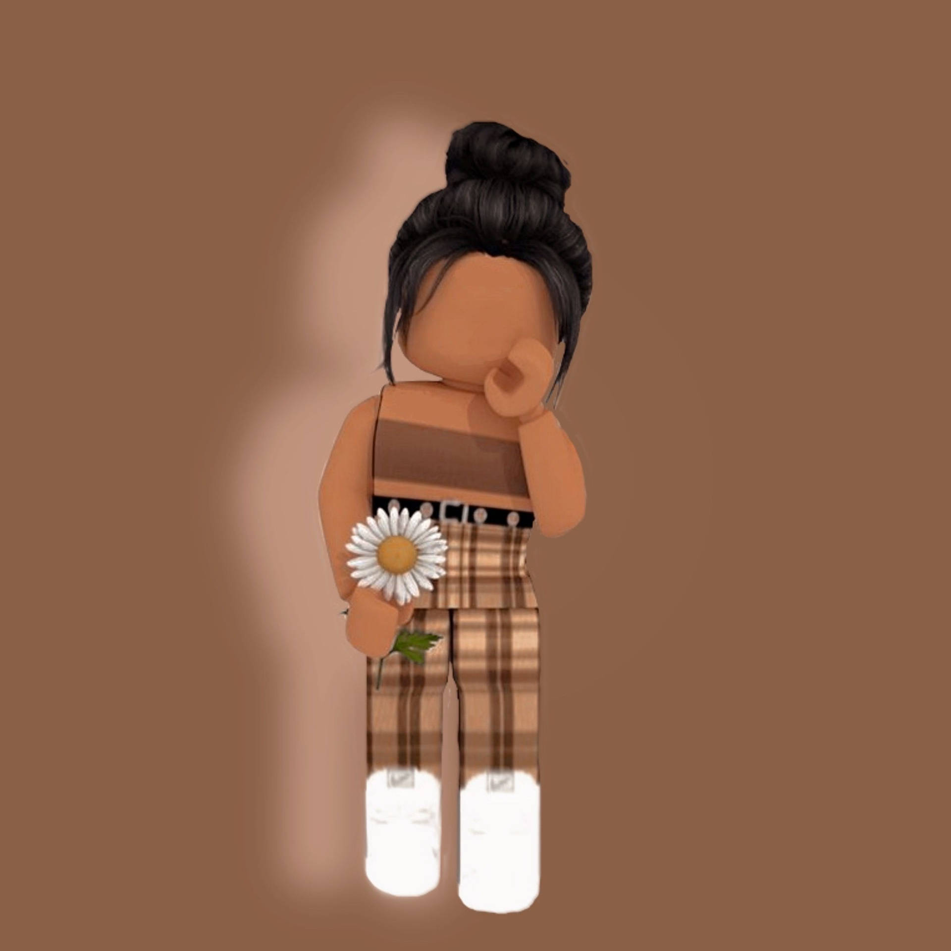 Roblox Estetiese Meisie Wit Blom Muurpapier