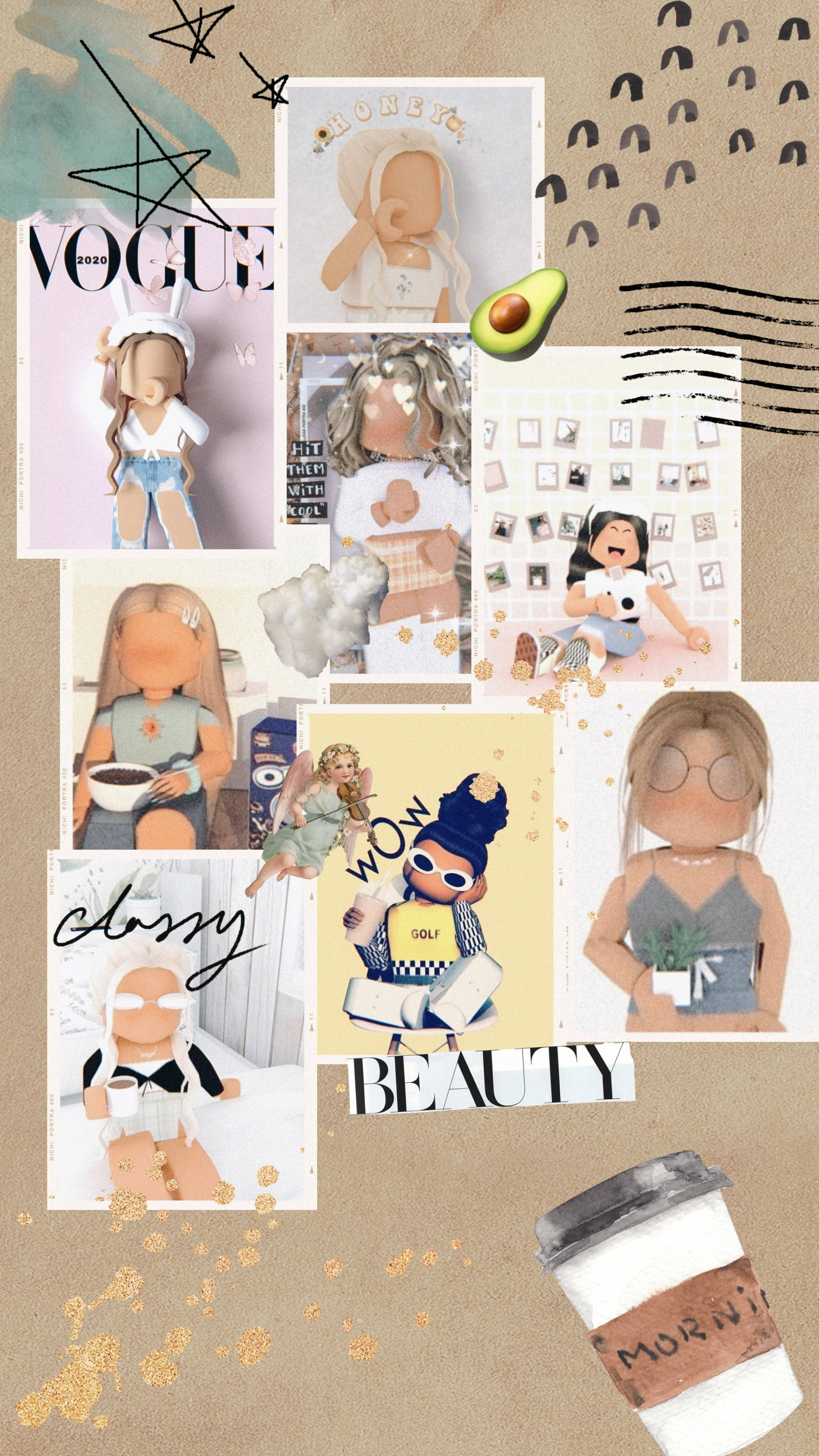 Roblox Estetiese Mode Collage Muurpapier