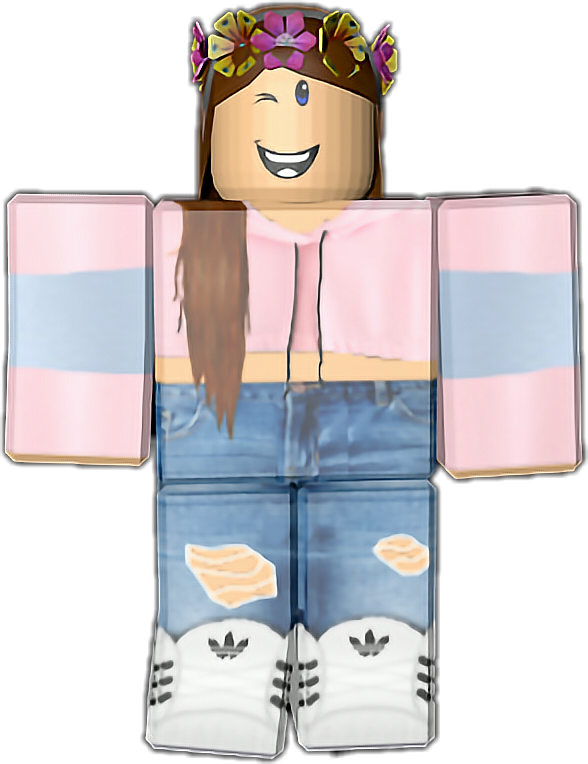 Roblox Karakter Pienk Kapstyl Blomkroon Muurpapier