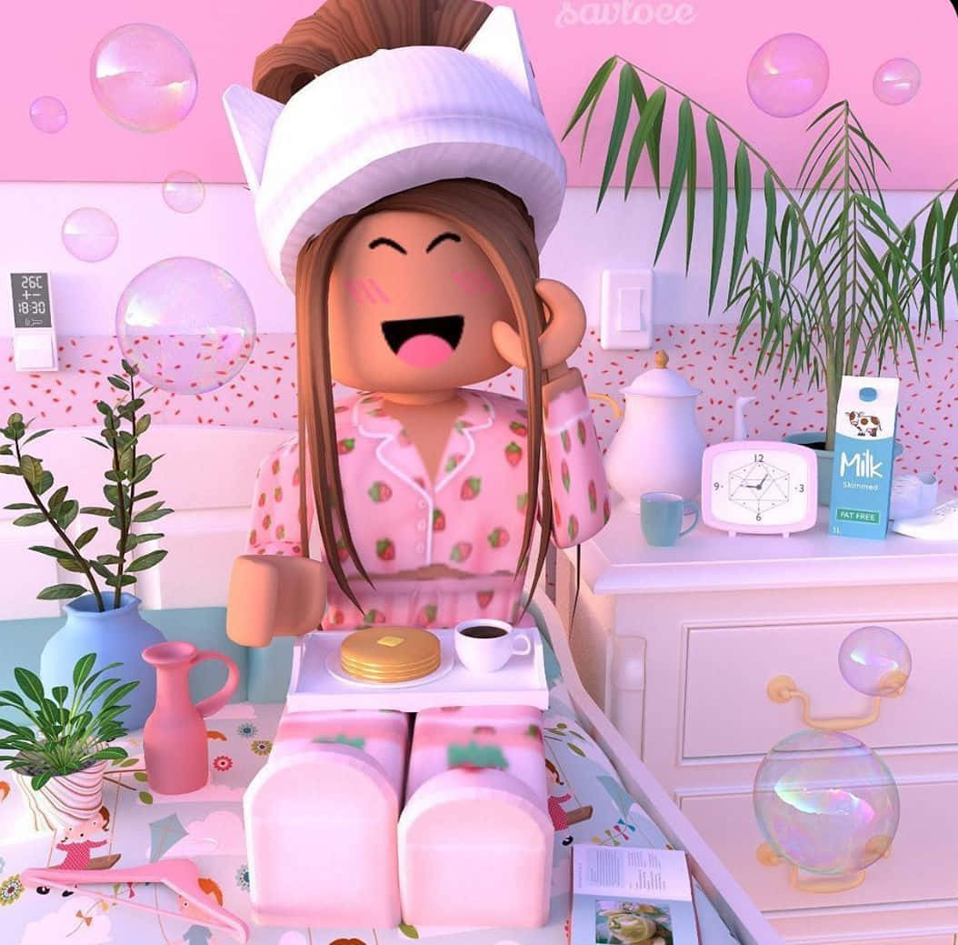 Roblox Pienk Aarbeie Nagklere Muurpapier