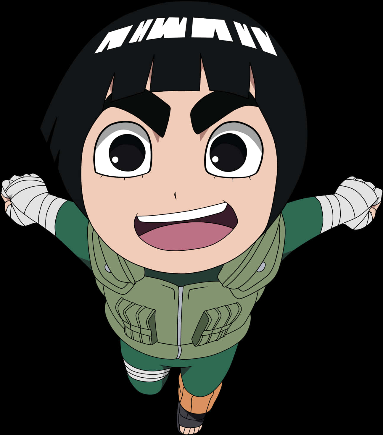 Rock Lee Anime Karakter Vrolike Houding Muurpapier