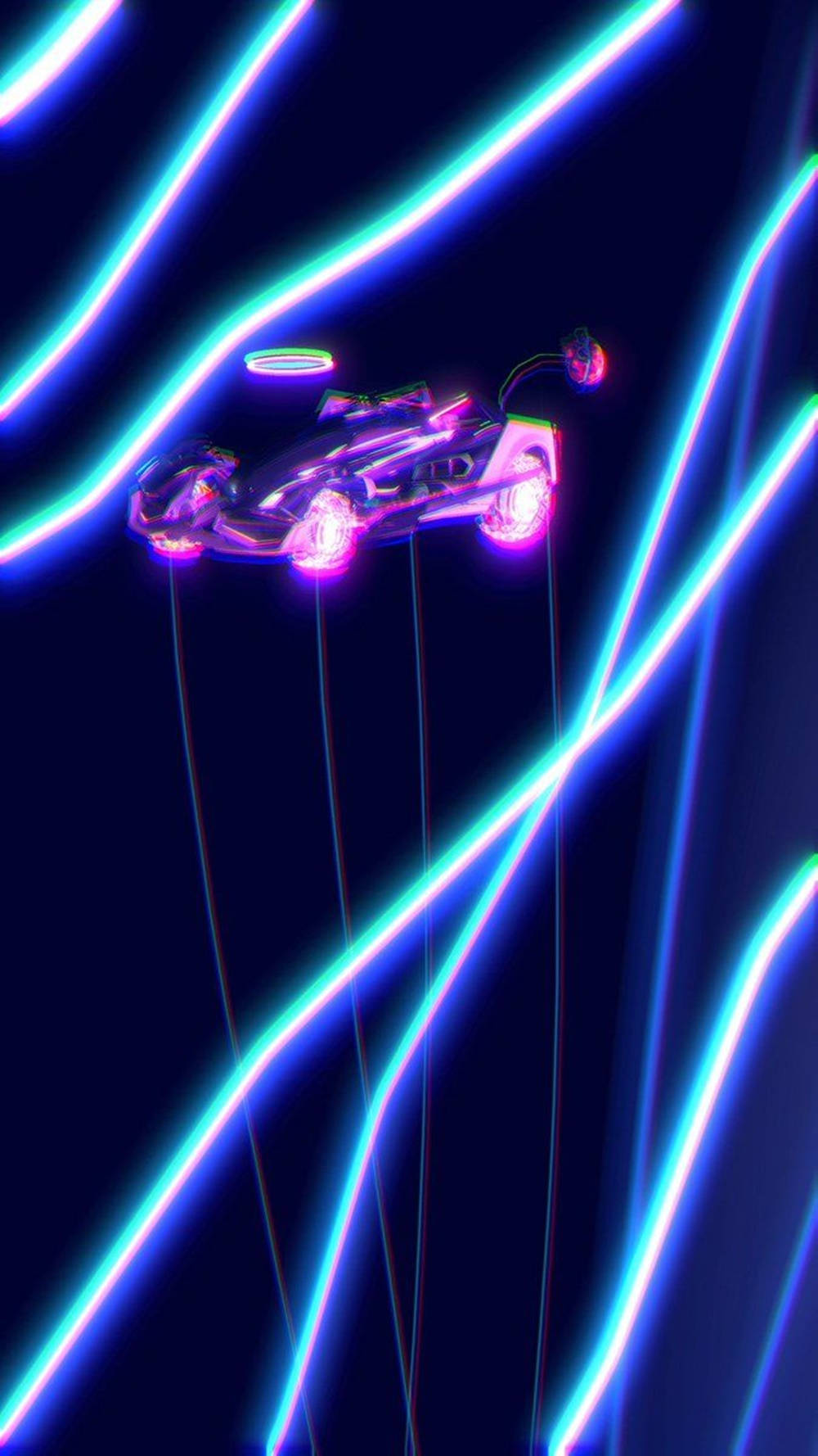 Rocket League Telefoon Neon Blou Lyne Muurpapier