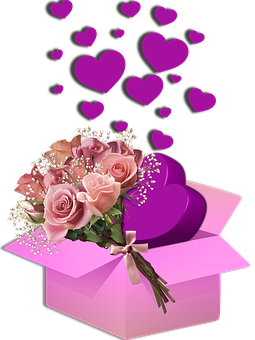 Romantiese Harte-en-Rose Geskenkboks Muurpapier