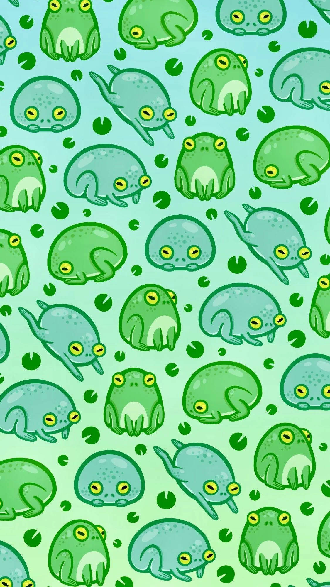 Ronde Kawaii Padda in Patroon Muurpapier