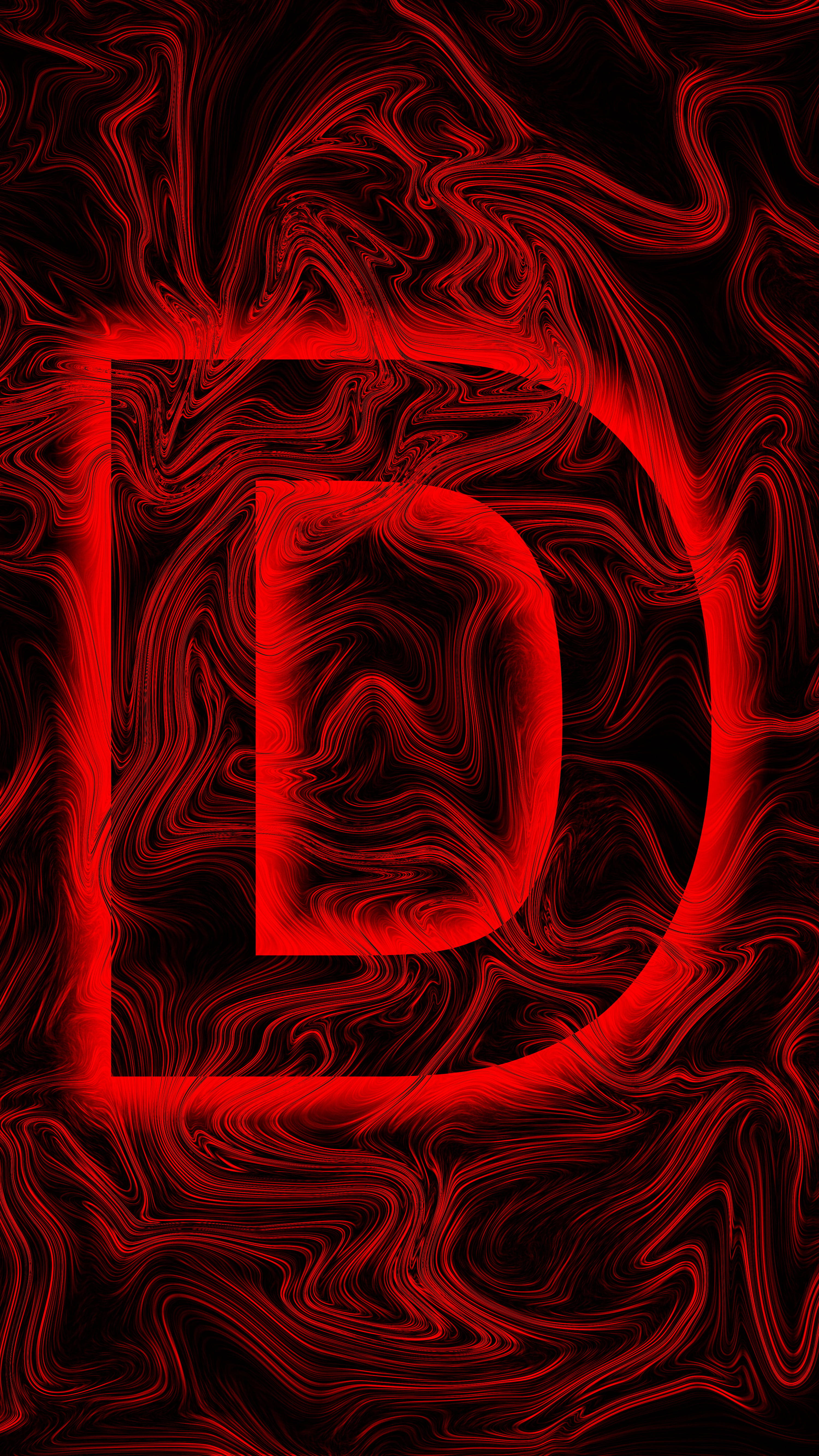 Rooi Abstrakte Estetiese Letter D Muurpapier