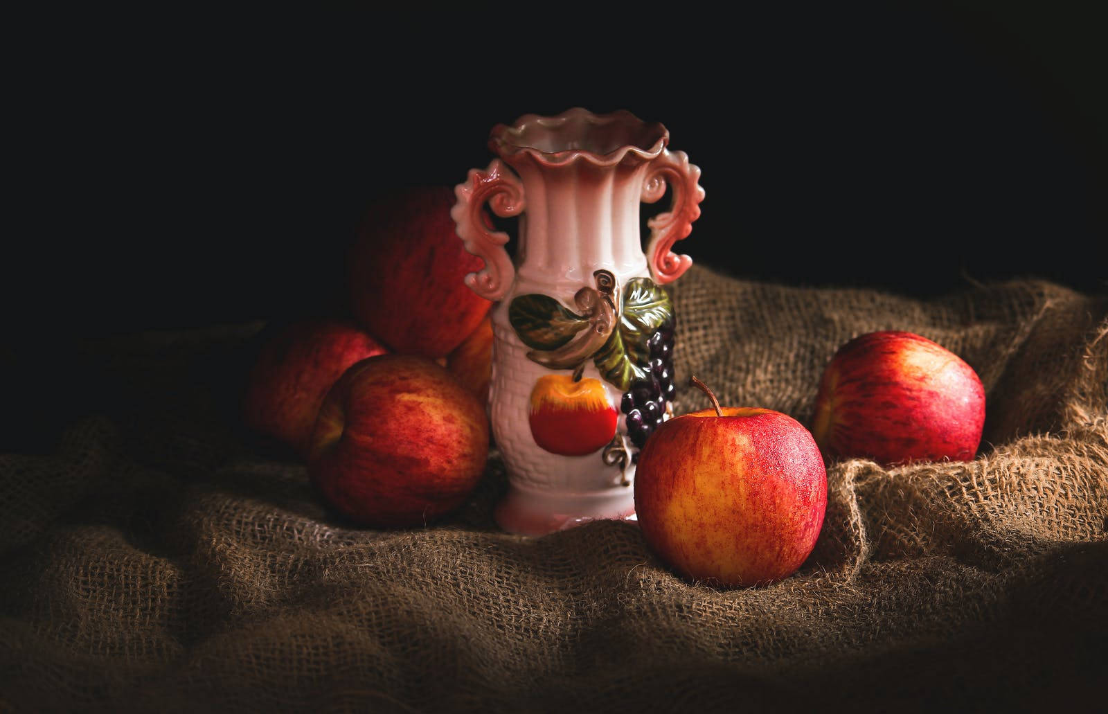 Rooi Appels Stillewe Kos Lessenaar Muurpapier