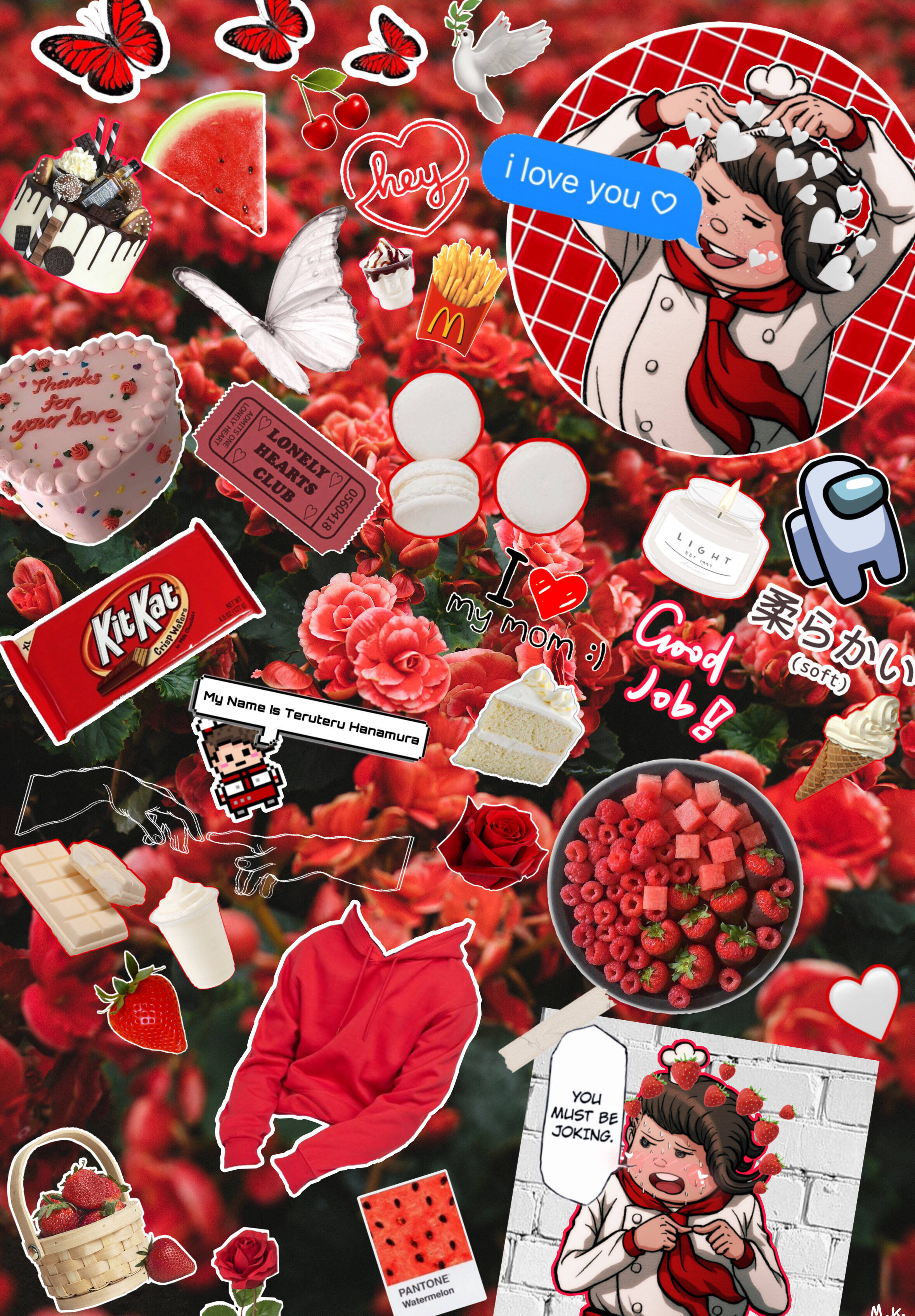 Rooi Blomme Kitkat Picsart Muurpapier